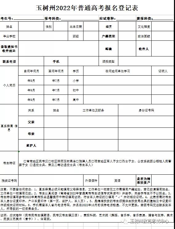 玉树州2022年普通高考报名工作的通知